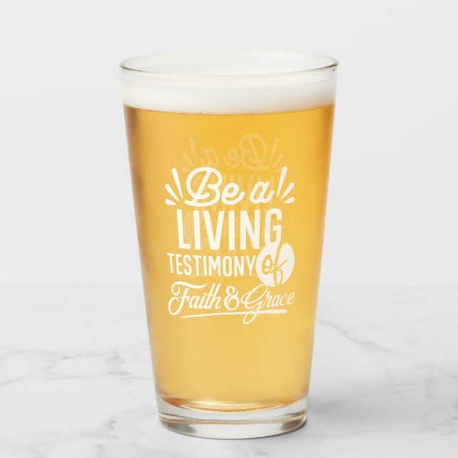 Spiritual Living Testimony Faith and Grace Quote Glass (Front Filled)