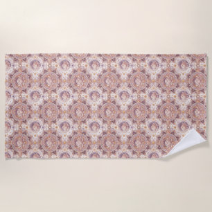 Spiritual Lotus Flower - Floral Mandala Pattern Beach Towel