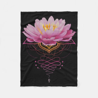 Spiritual Lotus Flower Unalome Zen Meditation Yoga Fleece Blanket