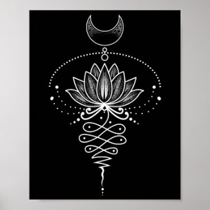 Spiritual Lotus Flower Unalome Zen Meditation Yoga Poster