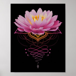 Spiritual Lotus Flower Unalome Zen Meditation Yoga Poster