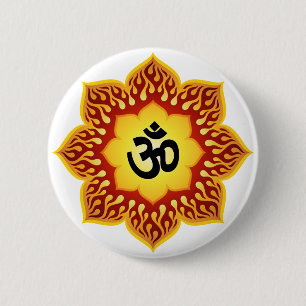Spiritual Lotus Om Design 6 Cm Round Badge