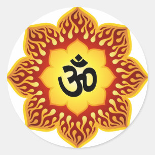 Spiritual Lotus Om Design Classic Round Sticker