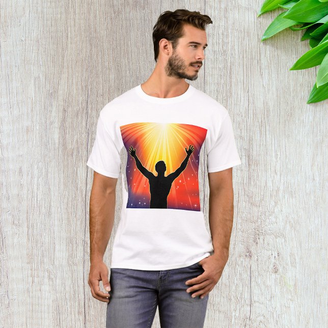 Spiritual Man Silhouette Raising Arms T-Shirt (Creator Uploaded)