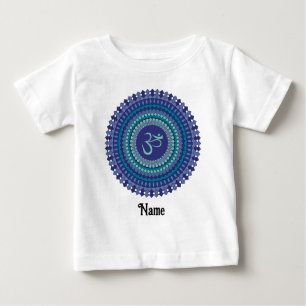 Spiritual Mandala Om Purple Aqua Blue Customised Baby T-Shirt