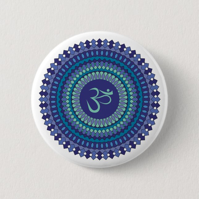 Spiritual Mandala Om Purple Aqua Blue Kaleidoscope 6 Cm Round Badge (Front)