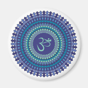Spiritual Mandala Om Purple Aqua Blue Kaleidoscope Magnet