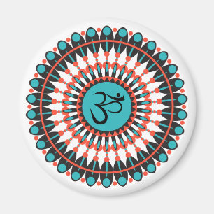 Spiritual Mandala Om Symbol Turquoise Geometric Magnet