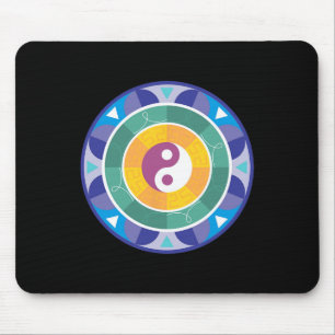 Spiritual Mandala Rainbow Coloured Chinese Yin Yan Mouse Pad