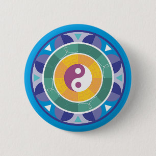 Spiritual Mandala Rainbow Colours Chinese Yin Yang 6 Cm Round Badge