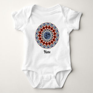 Spiritual Mandala Yoga Om Rust Blue Customised Baby Bodysuit
