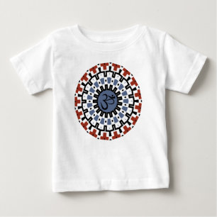 Spiritual Mandala Yoga Om Rust Sky Blue Tribal Baby T-Shirt