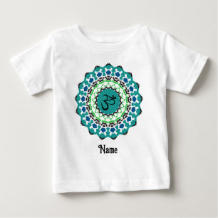 Spiritual Mandala Yoga Om Symbol Blue Customised Baby T-Shirt