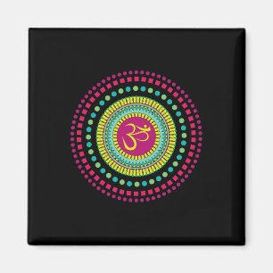 Spiritual Mandala Yoga Om Symbol Pink And Green Je Magnet