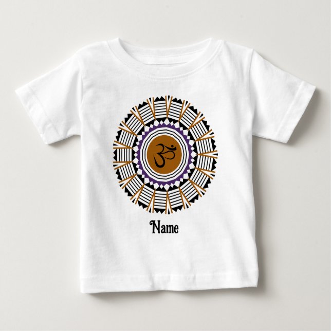Spiritual Mandala Yoga Om Symbol Purple Customised Baby T-Shirt (Front)