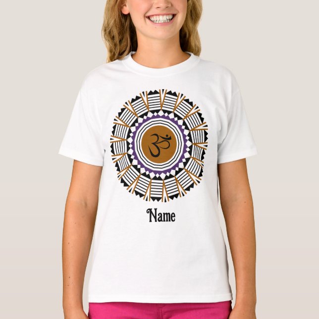 Spiritual Mandala Yoga Om Symbol Purple Customised T-Shirt (Front)