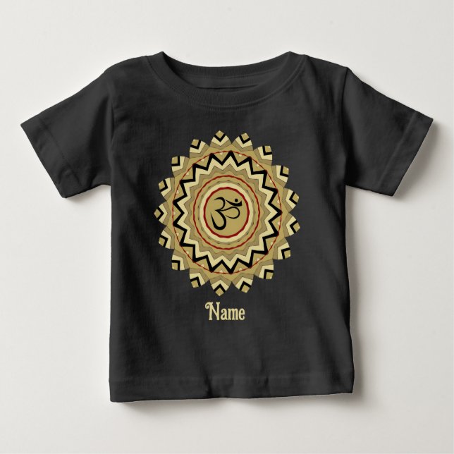Spiritual Mandala Yoga Om Symbol Retro Customised Baby T-Shirt (Front)