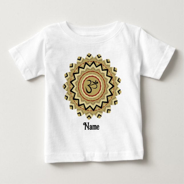 Spiritual Mandala Yoga Om Symbol Retro Customised Baby T-Shirt (Front)