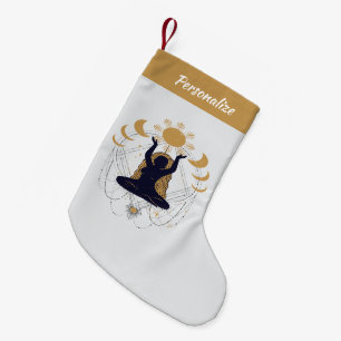 Spiritual Meditation Zen Yoga Gold Moon Small Christmas Stocking