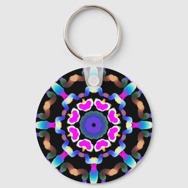 *~* Spiritual Meditative Neon Mandala Key Ring (Front)
