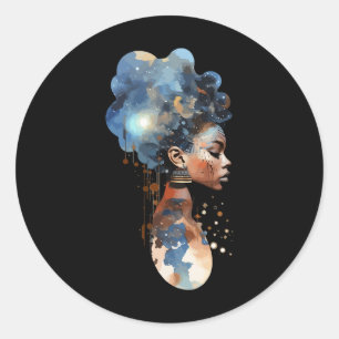 Spiritual Melanin Queen Afro American Space Warrio Classic Round Sticker