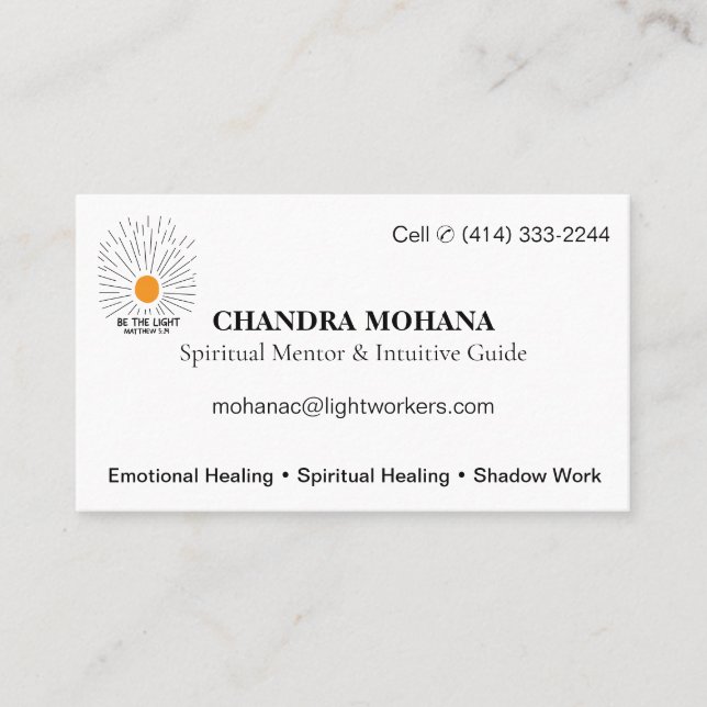 Spiritual Mentor Guide | Basic Info Business Card (Front)