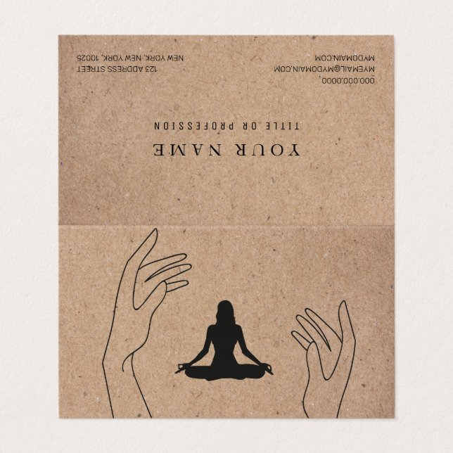 Spiritual Minimal Professional Logo Yoga  Business Card (Outside Unfolded)