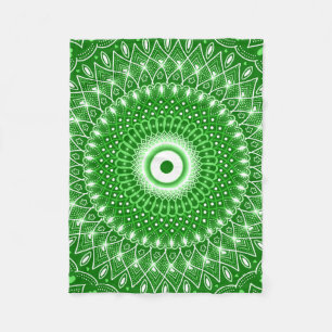 Spiritual Modern Geometric elegant green mandala Fleece Blanket