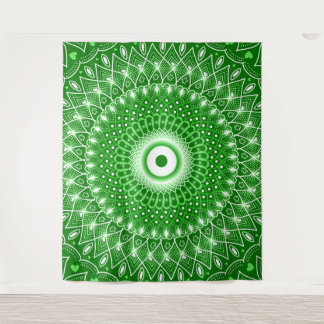 Spiritual Modern Geometric elegant green mandala  Tapestry