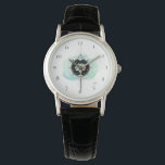 *~* Spiritual Moon Stars Lotus Sacred Geometry Watch<br><div class="desc">*~* Soothing Sacred Symbol a Path To Nirvana Sacred Geometry Spiritual Metaphysical New Age Women's Watch. Included is a lotus the moon and stars. There is also watercolor faint turquoise background. The sacred geometry spiritual new age metaphysical symbol is drawn in black which makes for a striking contract to the...</div>