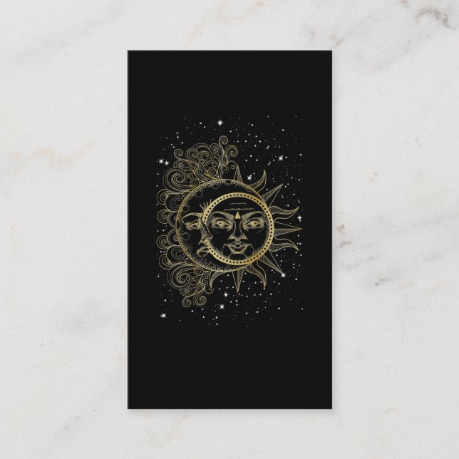 Spiritual Moon Sun Luna Aesthetic Stars Business Card (Front)