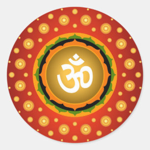 Spiritual Om Lotus Design Classic Round Sticker
