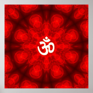 Spiritual Om On Mandala Background Poster