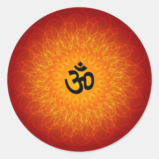 Spiritual Om On Mandala Classic Round Sticker
