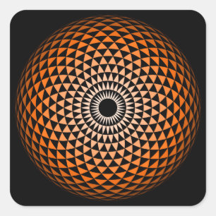 Spiritual Orange Black Mandala Geometric Graphic Square Sticker