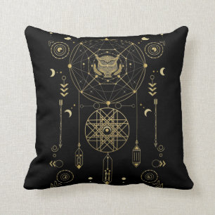 Spiritual Owl Geometry Aesthetic Art Cushion