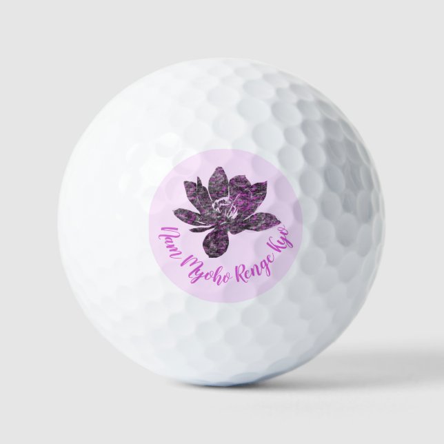 Spiritual Partly Purple Lotus Flower Nam Myoho Golf Balls (Front)