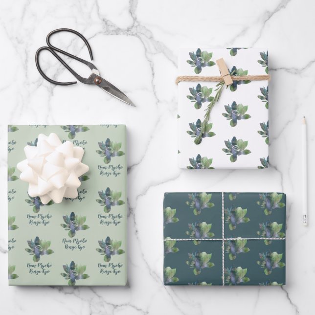 Spiritual Partly Purple Lotus Flower Nam Myoho Wrapping Paper Sheet (Front)