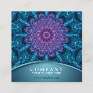 Spiritual purple flower, sea of blue square business card