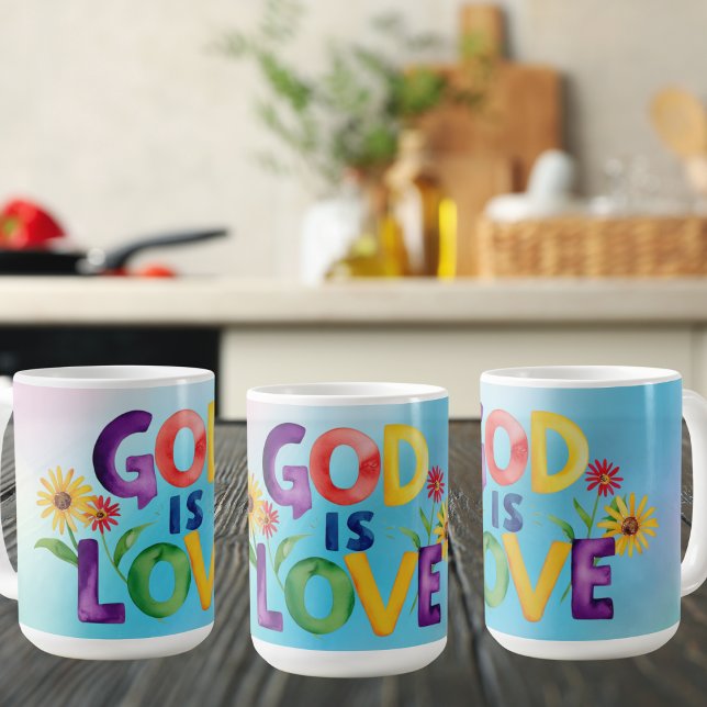 Spiritual Quote God is Love Colourful Modern Desig Coffee Mug (Creator Uploaded)