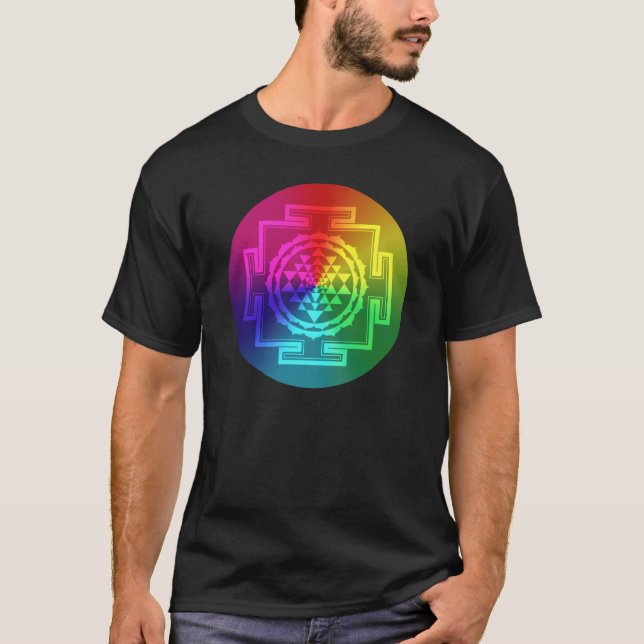 Spiritual Sri Yantra - Rainbow T-Shirt (Front)