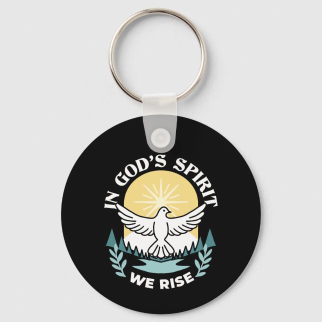 Spiritual Strength in God – Uplifting Christian Key Ring (Front)