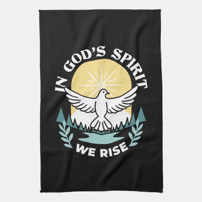 Spiritual Strength in God – Uplifting Christian Tea Towel (Vertical)