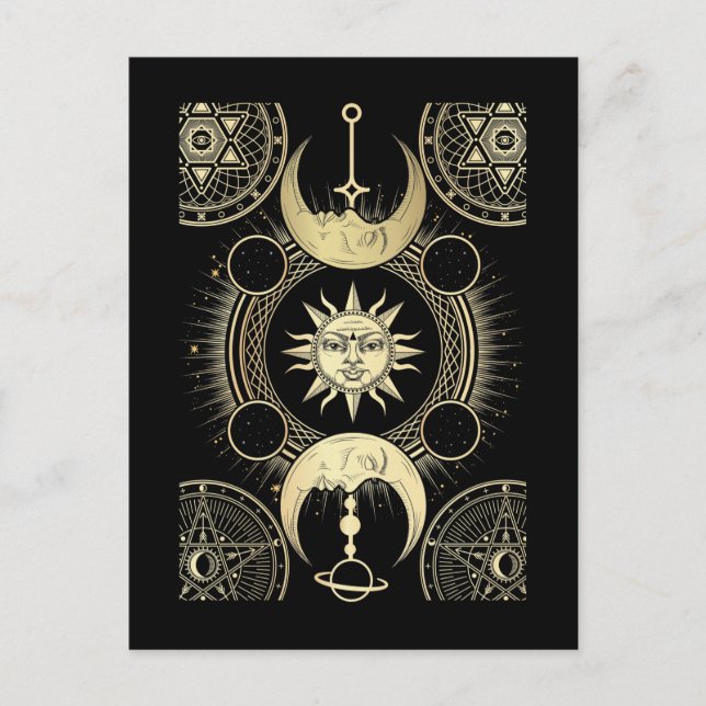 Spiritual Sun and Moon Art Astrology Signs Postcard (Front)