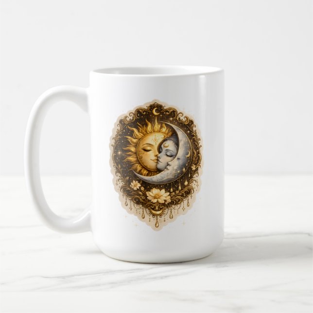 Spiritual Sun and Moon Celestial Sacred Light Coffee Mug (Left)