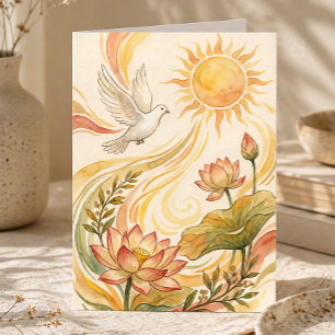 Spiritual Sunlight Art   Dove & Lotus Healing Card