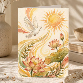 Spiritual Sunlight Art | Dove & Lotus Healing Card