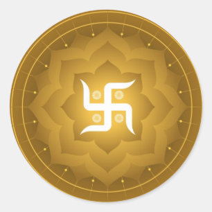 Spiritual Swastika On Lotus Classic Round Sticker