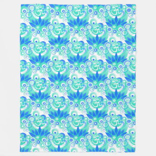 Spiritual Symbols Om Lotus - seamless pattern 2 Fleece Blanket
