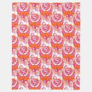 Spiritual Symbols Om Lotus - seamless pattern 3 Fleece Blanket